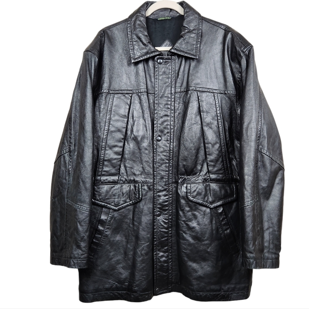 California L.A. Leather Vintage Black Leather Jacket Men's Size Large